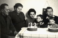 Hrabalik family - grandfather František, grandmother Františka, mother Marie, Petr, father Zdeněk, Zdeněk Jr.; 1967