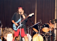 Našrot live in Prague in club Na Petynce, October 1990, Hraboš, behind Jouza, photo: Štěpán Stejskal