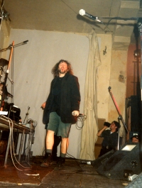 Našrot live in Prague at Roxy club on "Lůzr Párty or Definitely Last Hraboš´s Birthday", January 1997, Hraboš, det., photo: Monika Řeháková
