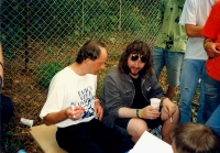August 1997 - Našrot live at Trutnov Open Air / Hraboš and F. Topol at a joint autograph session / Photo: M. Lédl