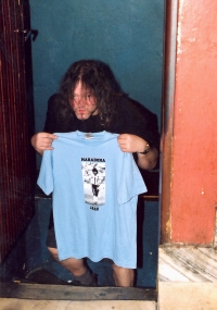 Hraboš with Maradona Jazz T-shirt, Prague, Vinárna U Sudu, "Oldoviny", May 2004, photo: Miroslav Lédl