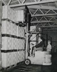 Working in a warehouse of the Potraviny Olomouc food store