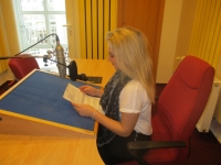 Pupils recording an audio report in the Czech Radio in Hradec Králové