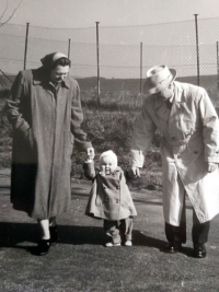 Mrs. Holubova's daughter Ivana with her grandparents