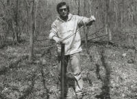 Václav Petříček during field research, 1983