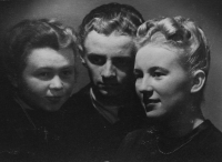 With sister Miluška (on the left) and probably mother (on the right)