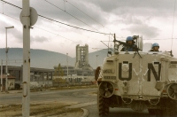 United Nations troops in destroyed Sarajevo