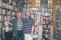 With his wife Jindřiška Králová in his bookshop in Pražská Street, Kolín, 2011