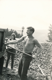 International building camp under the heading of International Voluntary Service, Mariánská near Jáchymov, late 1960s
