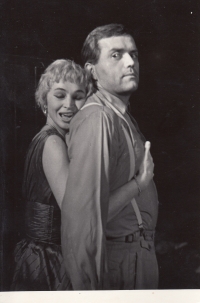 Marie Viková and Otakar Janda in Tramvaj do stanice touha (A Streetcar named Desire). 1960