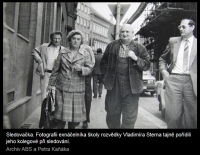 The surveillance. The photograph of the ex-head of the intelligence school, Vladimír Stern, was secretly taken by his colleagues during the surveillance, Dušan Sedláček, on the far right, circa 1970.
