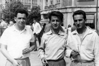 Kostas Pandularis (in the middle) with friends in Prague / late 1950s