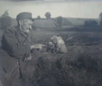 Daddy with an owl in Romania, 1944