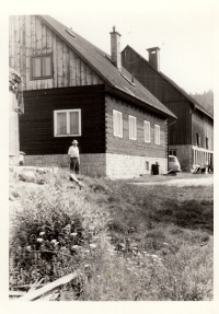 Sedláček homestead in Růžďka / grandfather Karel Sedláček / 1970s