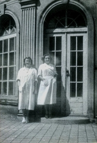 Klára Vylítová, left, at work in Veleslavín, Prague, 1951