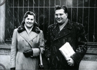 MUDr. Aleš Křehlík with Klára, graduation at the Medical Faculty of Charles University, Prague, 1955