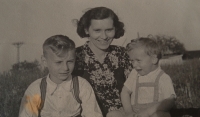 With mother and brother, 1944