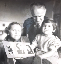 Zuzana Bílková with her grandparents. The photos show their three children - the closest to little Zuzana Bílková is her mother