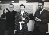 With his son at the joint opening in the Luka Cultural House, 1991