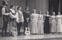 Vladimír Čada (third from left) performing in Kralovice during the Dolce Miseria performance, 29 November 1975