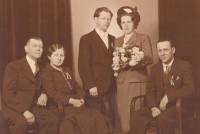 Wedding photograph of Vladimír Čada's parents; Vladimír's grandparents and uncle Josef are next to them, ca. 1939