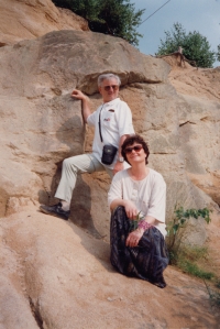 With his wife in Pilsen near the Bolevec ponds, May 1995