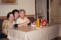 Vladimír Čada with his daughters Lenka and Pavla at Christmas