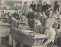 Jaroslav Adámek (below, second from the right) at the municipal school