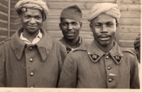 African prisoners of war guarded by Father Johann Hable around 1940