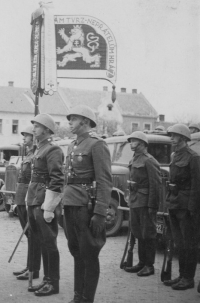 Karel Hladík in the front as a soldier of an artillery regiment in the 1930s