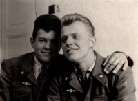 Karel Valenta with a friend during basic military service (1964)