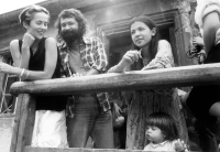 Wife Marie (right) and little daughter Magdalena in July 1985 at a meeting of the exiled Czech Underground at "Čárlí" Soukup's mill in Alsace, France