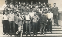 The last year of electricians at the mining school in Anina, last row, fourth from the left, 1964