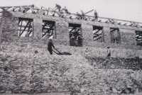 Demolition of the old school in Eibenthal, undated