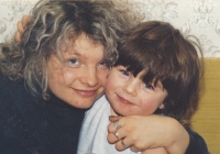 Rudolf Papík's daughter-in-law Dagmar with grandson Rudolf IV (1997)