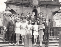 Marie Šlechtová (in the middle, second from the left) with classmates and teachers at the secondary school of agriculture