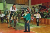 Antonín Konečný (in blue shirt) during the Ride of the Kings in Hluk