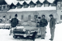 Rallye Žinkovy, from left Jiří Syrovátko, Josef Srnský, Mucha (editor of the Svět motorů magazine), Žinkovy, 1972