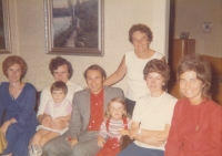 Family reunion, Vladimír Hahn in a suit, his wife Alena on the right (1973)