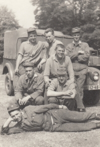 At compulsory military service, Josef Srnský lying down, Josefov, 1967