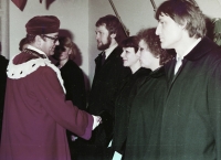 Graduation (doctorate at the Faculty of Arts, Brno), with her first husband, 1982