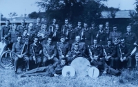 With the band at the army, Vaclav Habart, sixth from the left, last row, 1960