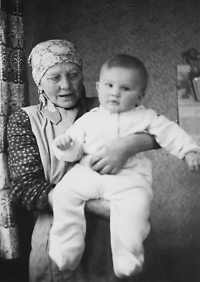 With great-grandmother Františka Hejnová, 1956