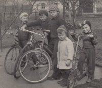 Zprava bratři Vladimír, Jan, Pavel, bratranec Jiří, bratr Petr, 1963