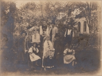 Aleš Suk's grandfather from his father's side in the top row in the middle. The amateur ensemble from Železnice, staging of Maryša by the Mrštík brothers in 1924 - 26