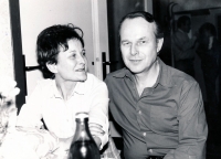 With his wife in 1989