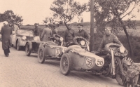 Father Miloš Schütz Sr. (in cap) at races (1937)