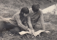 Markéta Šestáková with her friend Stáňa in the children's home, Moravský Krumlov, 1965