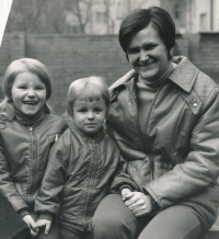 With her daughter (left) and son, 1976