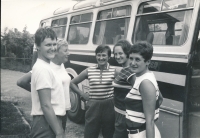 Věra Hrabáková (far left) at the national team training camp in Třeboň, 1968